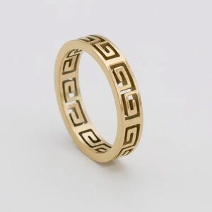 Greek Meander Ring Greek Key Pattern ARIA PRYA 5 18K Gold Plated Stainless Steel